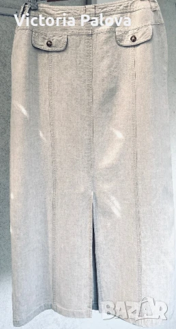 Модерна кройка пола FRANCO CALLEGARI груб лен, снимка 4 - Поли - 51030481