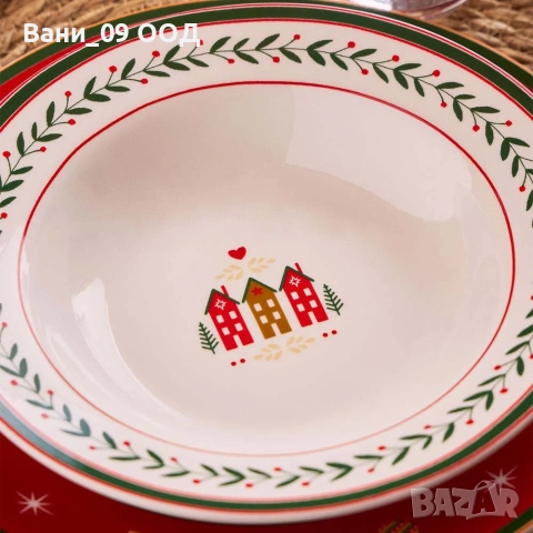 Красив коледен порцеланов сервиз за хранене, снимка 3 - Сервизи - 52686662