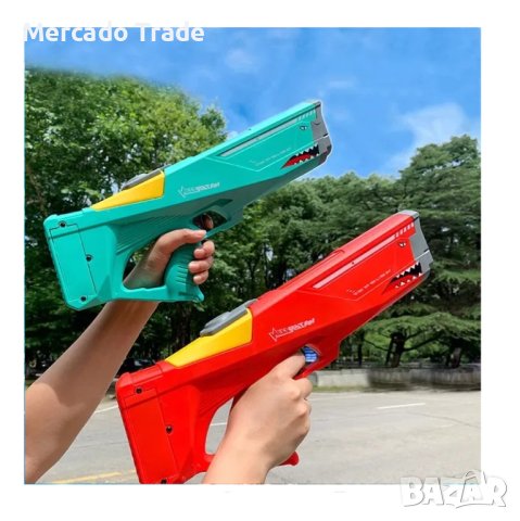Воден пистолет Mercado Trade, Акула, За деца, 40см., Син, снимка 4 - Електрически играчки - 41335013