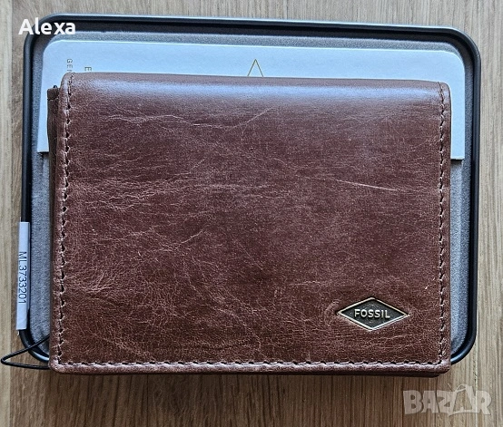 Мъжки кожен портфейл Fossil Фосил кафяв НОВ, снимка 2 - Портфейли, портмонета - 53735424