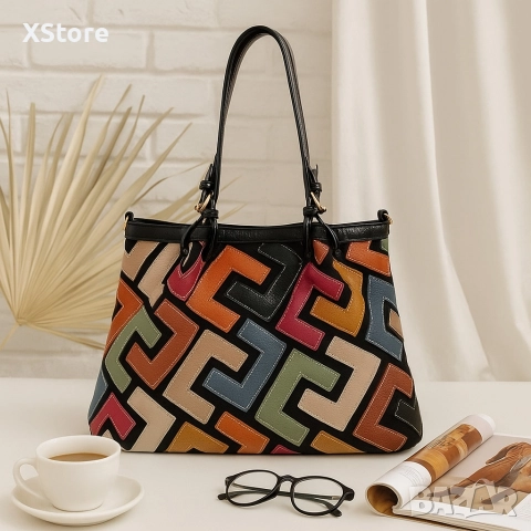 Дамска чанта с многоцветен дизайн – простор, организация и стил в едно, снимка 3 - Чанти - 52585772
