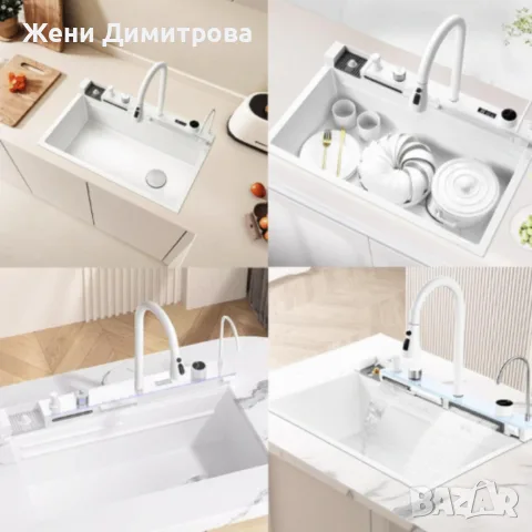 Умна кухненска мивка с изтеглящ се кран - LED дисплей, водопад и филтрирана вода, снимка 5 - Мивки - 56119795