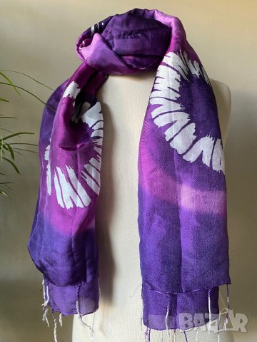 Лилав шал на бели цветя, снимка 6 - Шалове - 40794713