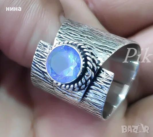 пръстен от сребро 925 с естествен танзанит, снимка 3 - Пръстени - 55951980