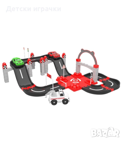 Състезателна Писта с две пързалки и коли, снимка 2 - Коли, камиони, мотори, писти - 52667428