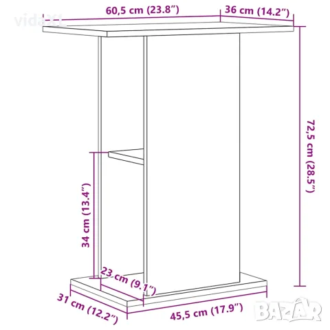 vidaXL Поставка за аквариум черно и дъб 60,5x36x72,5см инженерно дърво, снимка 10 - Аквариуми - 56148350