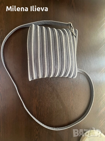 👜 Сива текстилна дамска чанта – лека и удобна, снимка 3 - Чанти - 52106753