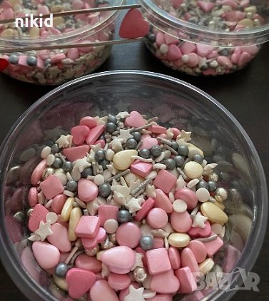 Захарни поръски микс перли перлички сърца бонбони захарна поръска sprinkles, снимка 6 - Други - 38711053