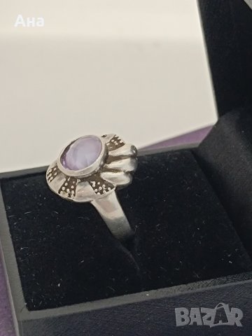 Красив сребърен пръстен с аметист #15S, снимка 4 - Пръстени - 44327075