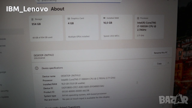 Lenovo ThinkPad P15 1 Gen NVIDIA T1000 15,6/ i7 10850H / 1TB NVMe/16GB, снимка 8 - Лаптопи за работа - 53580961