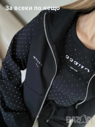 Дамски Черен Спортен Комплект С 3 Части И Кристали🔝Дамски Спортен Екип С Камъни Код I_225, снимка 2 - Спортни екипи - 52384563