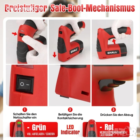 Акумулаторен електрически такер 3 в 1 за тапицерия и DIY със скоби, снимка 6 - Други инструменти - 53019422