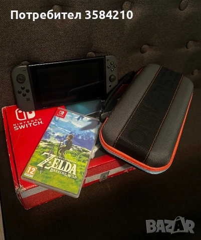 Nintendo Switch HAC-001(-01) + Zelda + калъф + аксесоари!