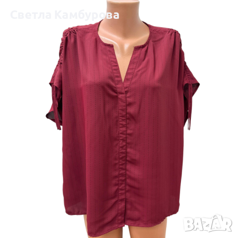Дамска риза TOMMY HILFIGER размер L / XL вишнева червена, снимка 1 - Ризи - 44570747