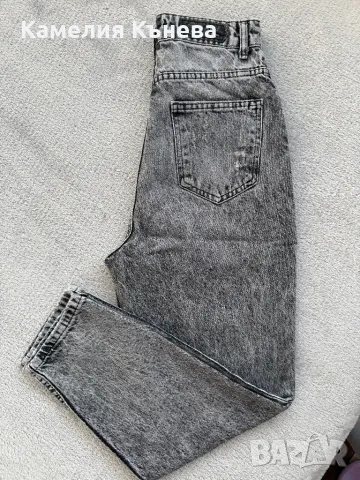 Дамски Сиви дънки, М рр, висока талия, снимка 2 - Дънки - 48548592