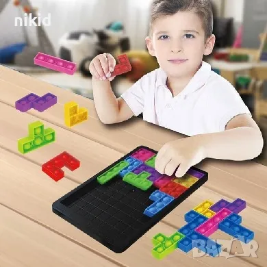 Пъзел тип Тетрис поп ит Pop it монтесори Силиконов пъзел с блокчета Fidget Antistress Puzzle