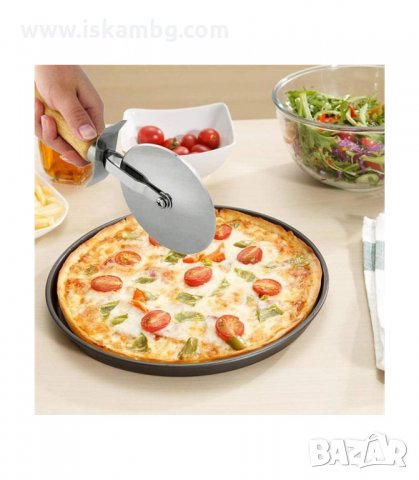 КЛАСИЧЕСКИ НОЖ ЗА РЯЗАНЕ НА ПИЦА С ДЪРВЕНА ДРЪЖКА - код ДЪРВЕНА ДРЪЖКА, снимка 2 - Прибори за хранене, готвене и сервиране - 33903960