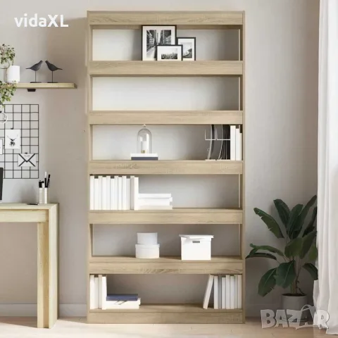 vidaXL Шкаф за книги 6 нива 100 x 30 x 198 см Инженерна дървесина, снимка 4 - Етажерки - 56147064