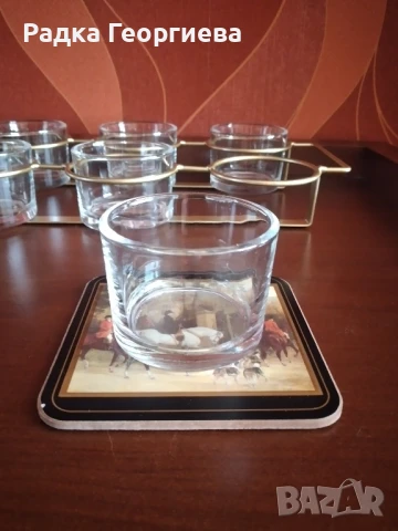 6 мини чашки в златиста метална рамка, снимка 3 - Чаши - 51005290