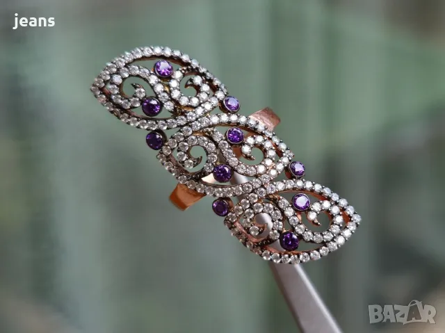 Сребърен пръстен с розово покритие 175, снимка 4 - Пръстени - 50324733