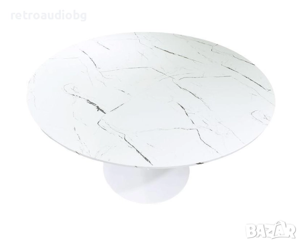 Кръгла трапезна маса БАЛОУ 2 Ф120 цвят бял мрамор, снимка 3 - Маси - 52800807