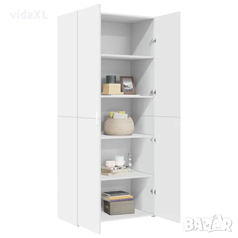 vidaXL Висок шкаф, бял, 80x42,5x185 см, инженерно дърво, снимка 7 - Бюфети - 56146860