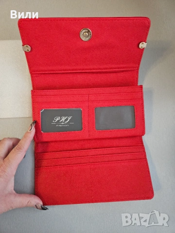 Голямо червено портмоне, снимка 3 - Портфейли, портмонета - 53354935