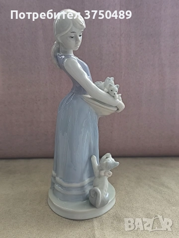 порцеланова фигурка на момиче с котенца, снимка 3 - Колекции - 53812316