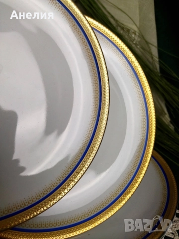 Wunsiedel bavaria кобалтово/ златен кант, снимка 5 - Чинии - 52968633