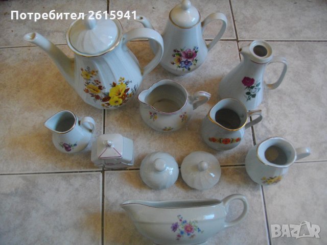 Стар Ретро Български Порцеланов Сервиз-От Соца-Канички-Сосиера-Завод "Китка"-Н.Пазар, снимка 3 - Колекции - 35669976