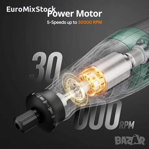 Bезжичен мултишлайф DEPSTECH, 127 части, ротационен инструмент с 5 скорост 30000 об/мин, снимка 2 - Други инструменти - 55900978