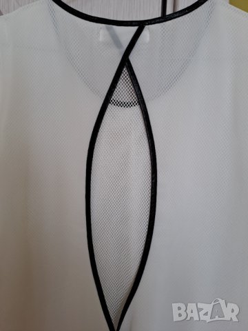 Лятна бяла блуза с черни биета, снимка 5 - Блузи с дълъг ръкав и пуловери - 41712599