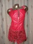 XXL Червена и в черно рокля/ корсет/от кожа и рязана бродерия , снимка 3