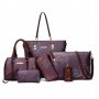 Дамска чанта от Еко кожа - Елегантен Комплект от 6 части, снимка 1 - Чанти - 35908903