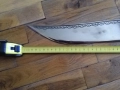 Дълъг ловен нож каракулак нов гравиран маркиран дълъг 605мм острие 417мм на 60мм месингов обков, снимка 5