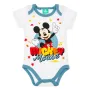 Бебешко боди памучно бяло с къс ръкав и дизайн на Мики Маус S_1233523, снимка 1