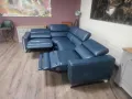Тюркоазено син кожен ъглов диван Torres с ел. релакс механизъм, снимка 12