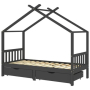 vidaXL Рамка за детско легло чекмеджета тъмносива бор масив 90х200 см（SKU:322153, снимка 1 - Спални и легла - 44619889