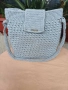 Плетена ръчно дамска чанта сива, снимка 1