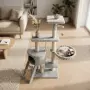 Котешка драскалка с къщичка, легло и платформи, 138 см, светлосива, снимка 2