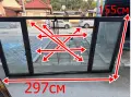 140933 метална ламаринена дограма прозорец 155 / 297 см 90 евро смр -цвят тъмно кафяв - с 2 отваряем, снимка 1