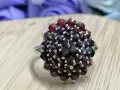 Винтидж  сребърен пръстен с естествени бохемски гранати, снимка 1