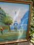 Стара картина,Париж,български художник,масло на платно , снимка 9