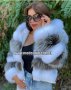 Луксозно дамско палто естествен косъм лисица и естествена кожа код 65 