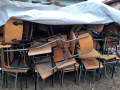 Тръбни желязни столове с дървени седалки и облегалки , снимка 5