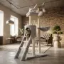 Котешка драскалка с къщичка, легло и платформи, 138 см, светлосива, снимка 1