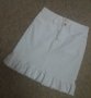 Бяла дънкова пола с къдрички, снимка 1 - Поли - 41435440