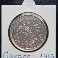 Монета Гърция 30 Драхми 1963 г. - 100 години Гръцки крале, снимка 2 - Нумизматика и бонистика - 35669808