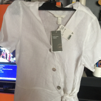 Ленена блуза тип сако H&M (нова, с етикет), размер 44, снимка 7 - Туники - 36123320