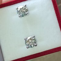 Уникални 2 карата обеци Фенси Бял-морско син оттенък Мойсанит Диамант Diamond Moissanite, снимка 9 - Обеци - 35434297